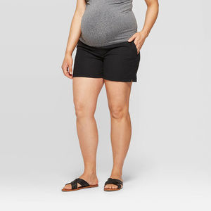 Maternity Pull-On Adjustable Band Twill Shorts
